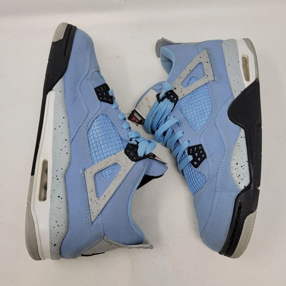 Air Jordan 4 Retro Shoes Men Size 10 Blue University Suede Basketball 930155-003